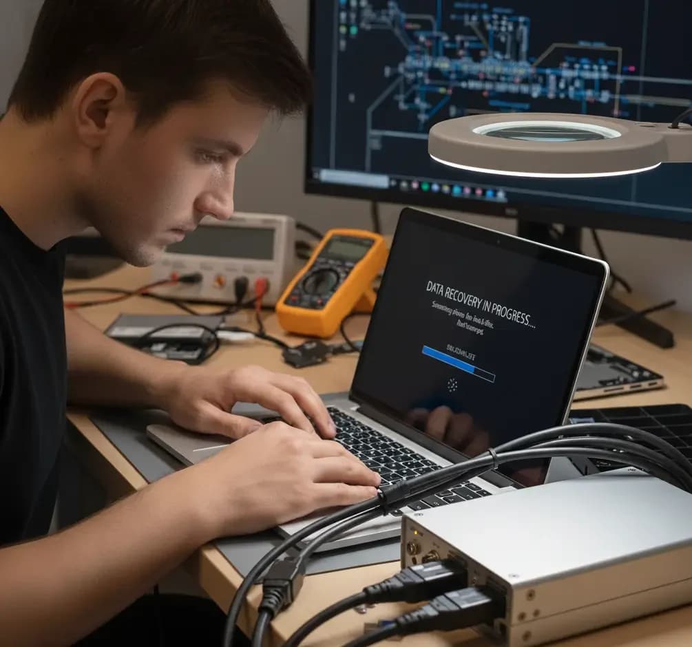 Компютърен техник възстановява данни