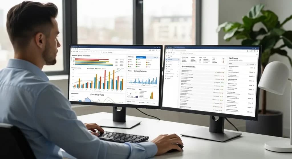 Marketing expert on dual monitors