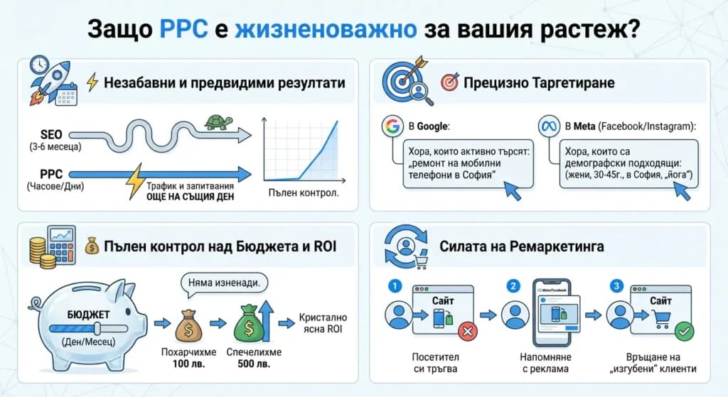 Инфографика — ключовите предимства на PPC реклама за бизнеса