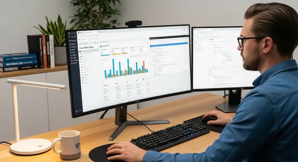 Technical SEO specialist reviewing Core Web Vitals